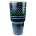 Thin Green Line Distressed American Flag Insulated Mug, 30 oz