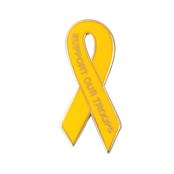 Yellow Ribbon with Support Our Troops on 1 1/4" Lapel Pin
