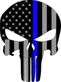 Thin Blue Line Punisher Skull Sticker 2.5x3.25"