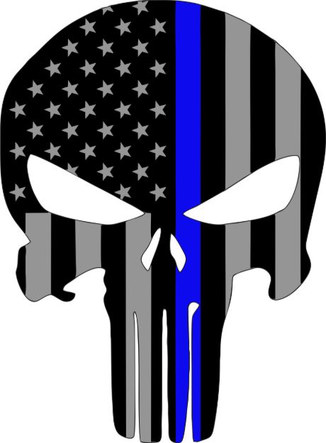 Thin Blue Line Punisher Skull Sticker 2.5x3.25"
