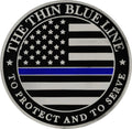 Thin Blue Line Round Flag Sticker 3"