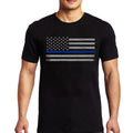 Thin Blue Line American Flag Classic T-Shirt Black (S)