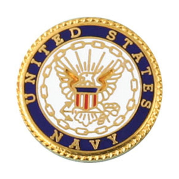 United States Navy with Navy Crest on 3/4" Round Lapel Pin