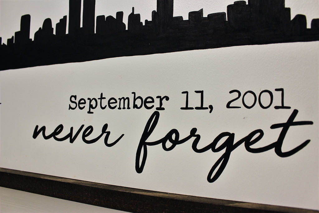 9/11 NYC Skyline Wooden Sign
