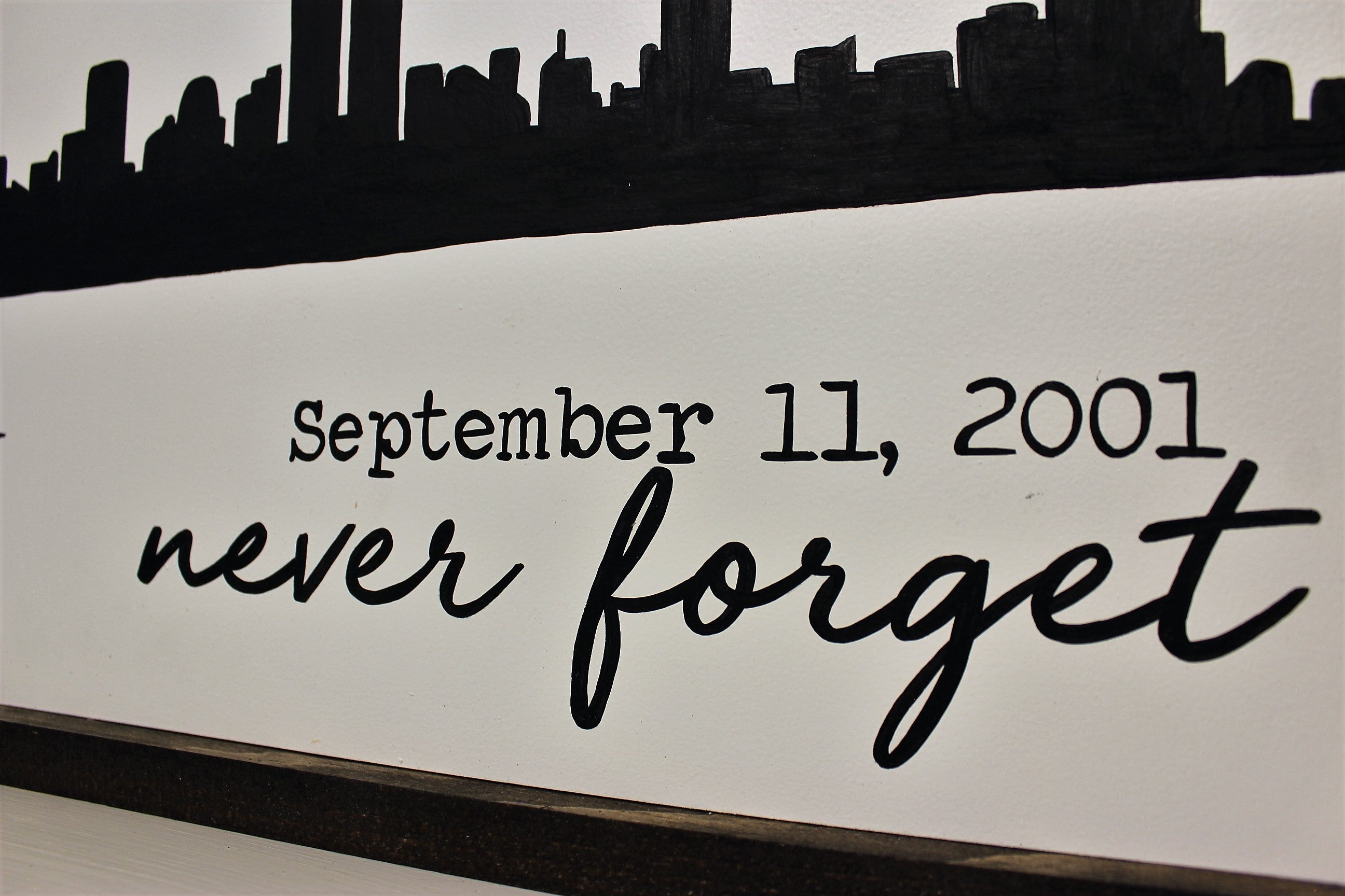 9/11 NYC Skyline Wooden Sign