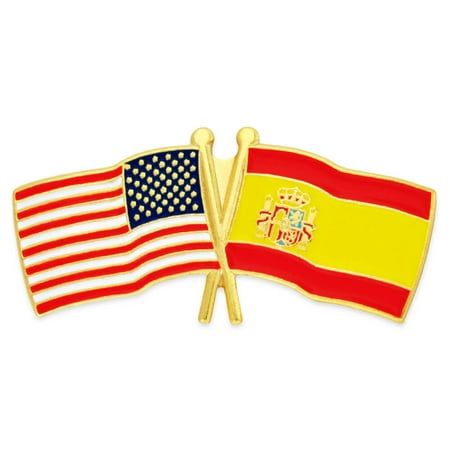 American and Spanish Crossed Flags on 1" Lapel Pin