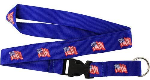 American Flag Removable Clasp Royal Blue Lanyard