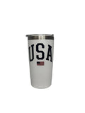 USA w/Flag White Stainless 20oz Tumbler