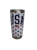 USA w/ Stars White Stainless 20oz Tumbler