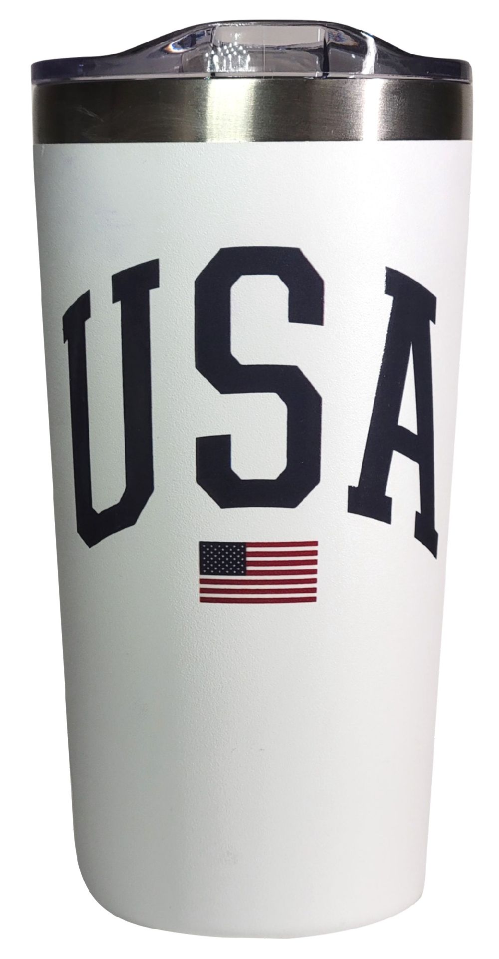 USA w/Flag White Stainless 20oz Tumbler