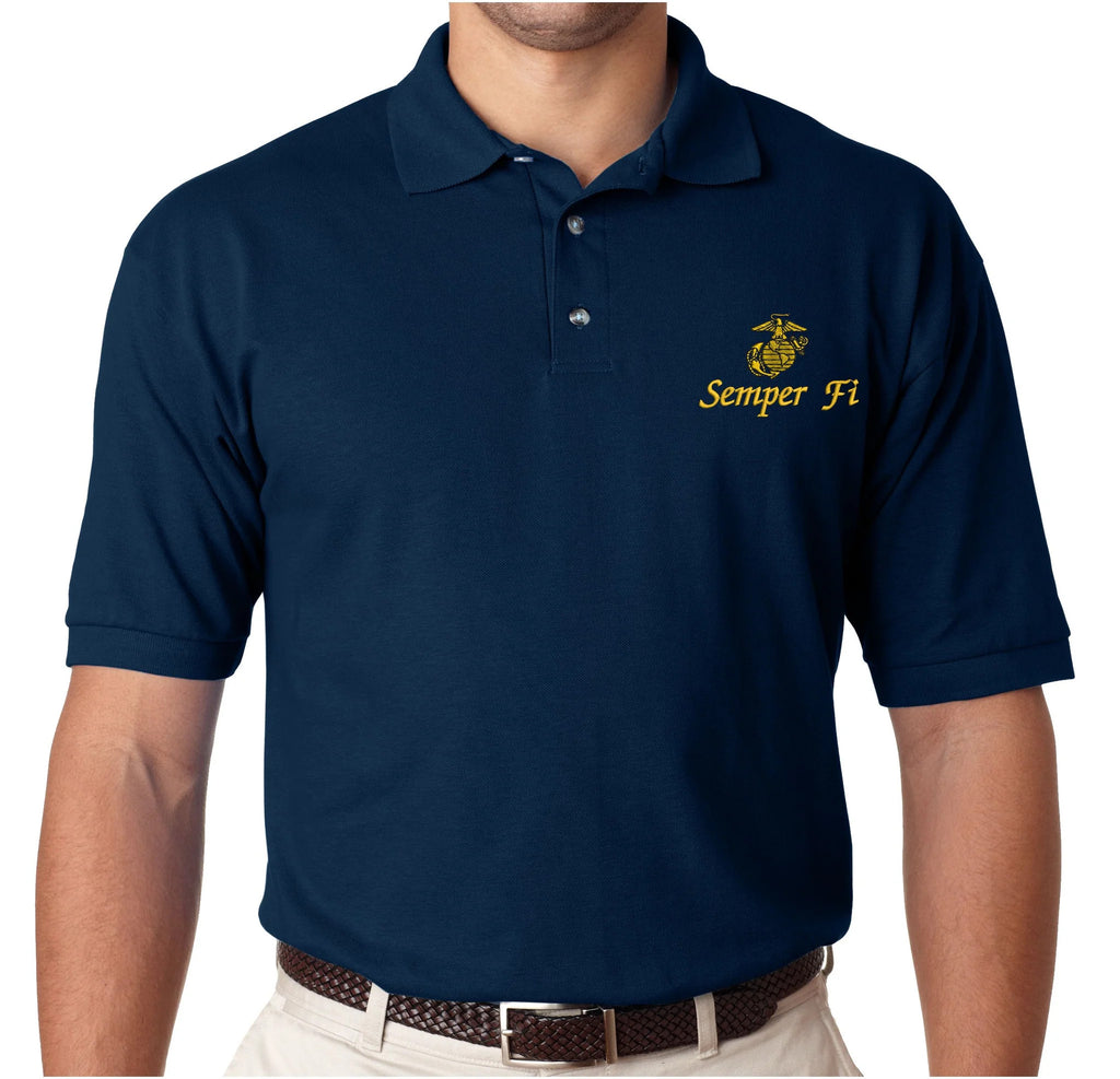 Polo Semper Fi w/ EGA on Blue