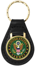 United States Army Crest on Leather Key Fob
