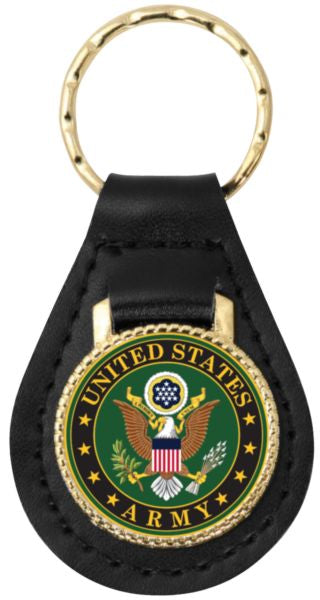United States Army Crest on Leather Key Fob