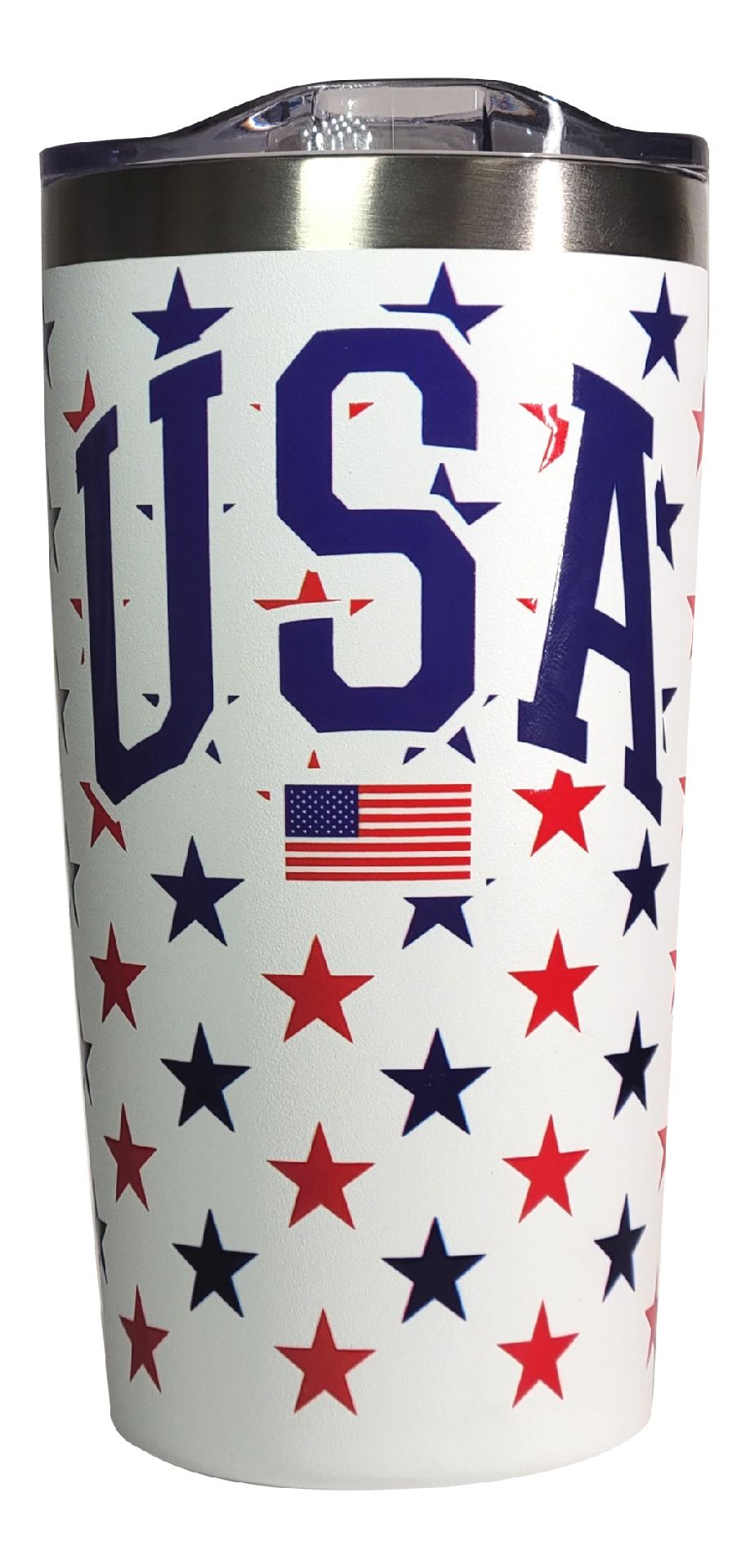 USA w/ Stars White Stainless 20oz Tumbler