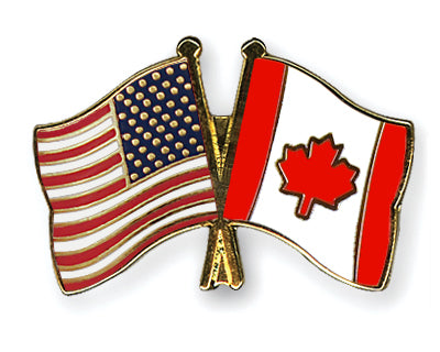 American and Canadian Crossed Flags on 1" Lapel Pin