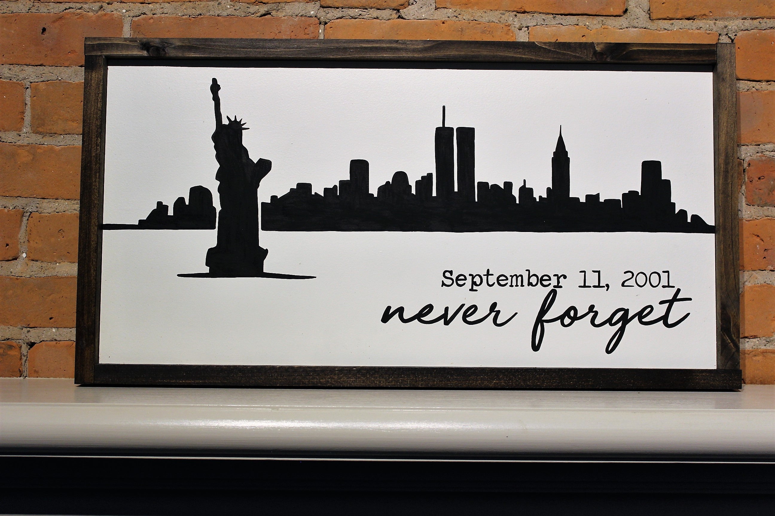 9/11 NYC Skyline Wooden Sign