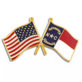 American and North Carolina Flag crossed on 1" lapel pin