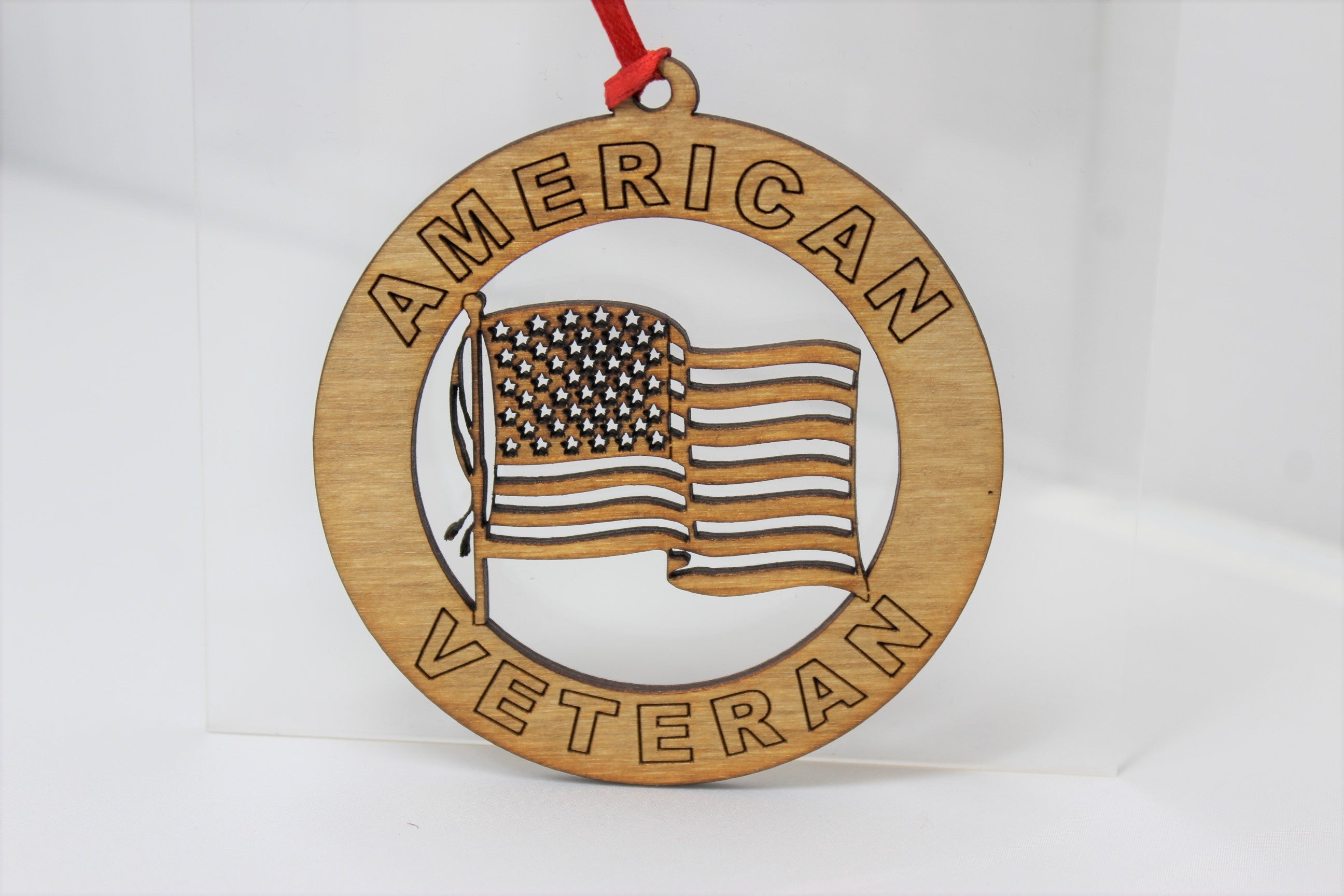 Veteran with US Flag Ornament